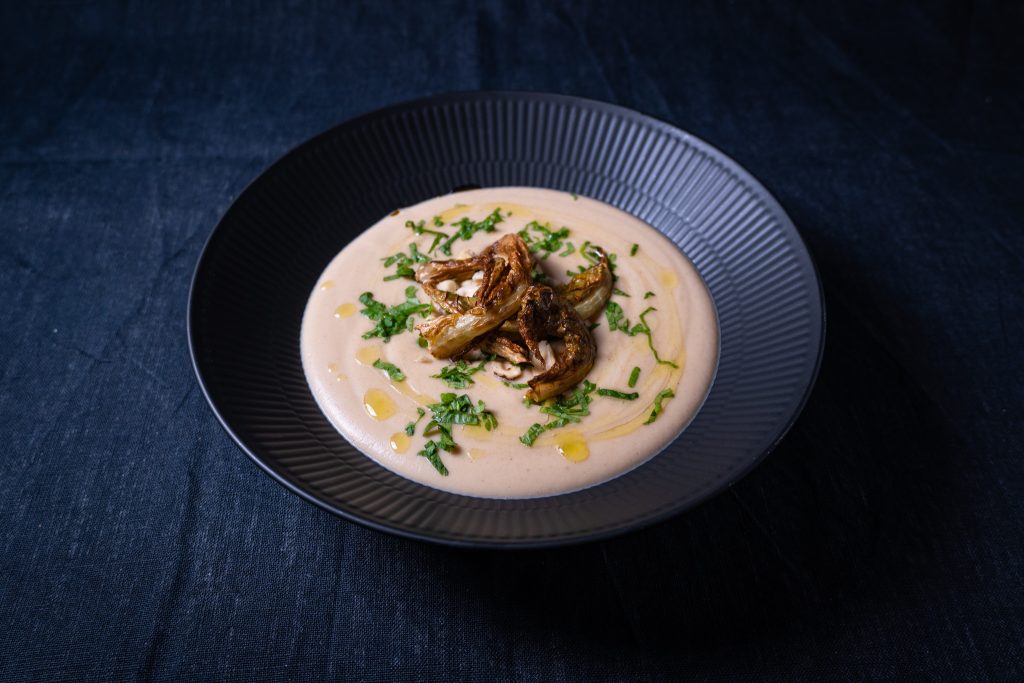 Creamy roasted cauliflower soup with toasted hazelnuts SY Selkie