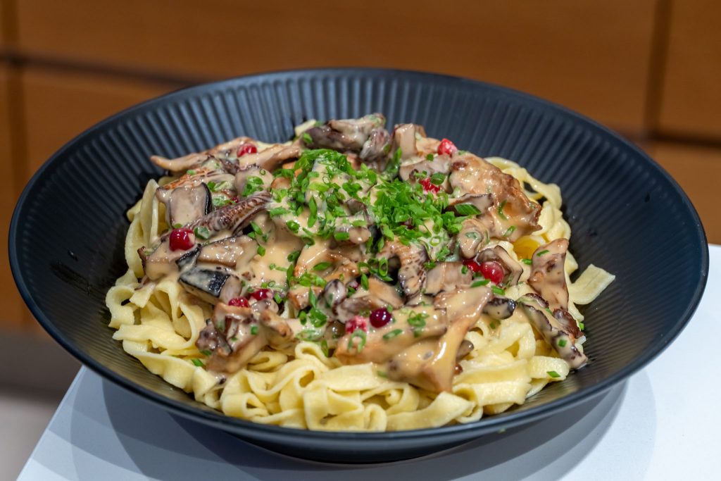 Pasta with wild mushrooms in creamy Madeira sauce