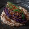 Miso roasted red cabbage with rye crumble and dill